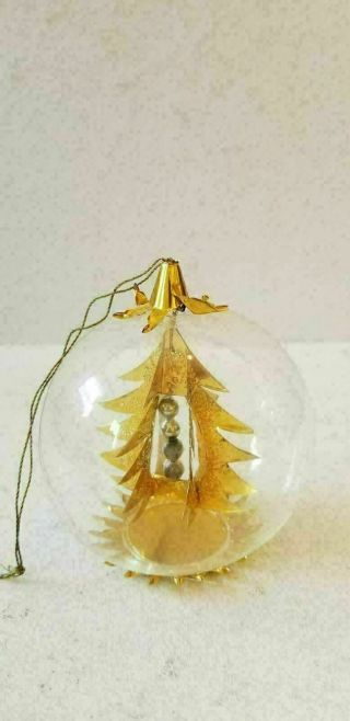 Vintage German Glass Mercury Beads Gold Foil Christmas Tree Resl Lenz Ornament 2