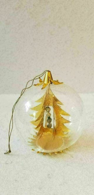 Vintage German Glass Mercury Beads Gold Foil Christmas Tree Resl Lenz Ornament 3
