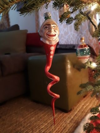 Vintage Christopher Radko Clown Snake Christmas Ornament