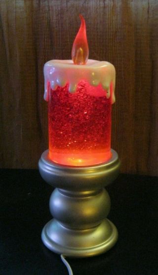 Vintage Large Light Up Christmas Candle Flicker Glitter Decoration Snow Globe