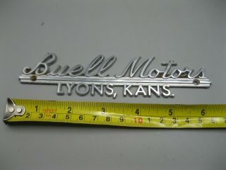 Vintage Metal Auto Dealer Dealership Emblem / Badge Buell Motors Lyons Kansas Ks