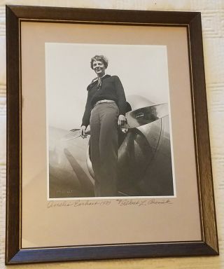 1937 Amelia Earhart Photograph Albert L Bresnik Signed Framed 15 " Photo