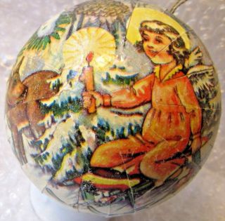 Vintage West German Paper Christmas Candy Container Angel Ornament,  1957 Adler