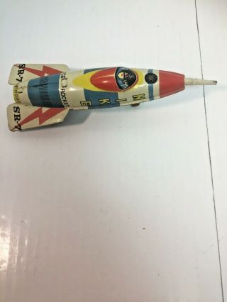 Vintage Masuya Japan Nike Sr - 7 Atomic Space Rocket Tin Friction Toy