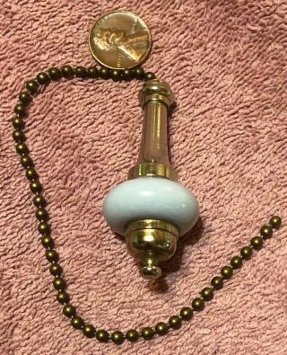 Vintage Brass Steel Light Blue Ceramic Lamp Ceiling Fan Light Pull Chain Retro