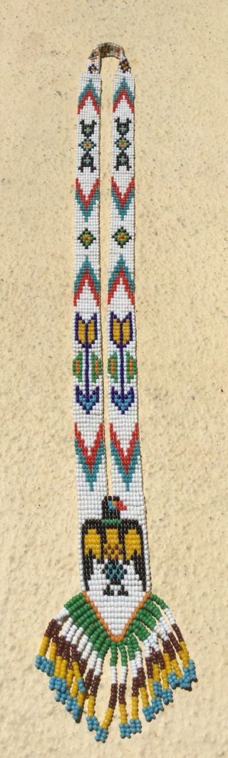 Vintage Native American Hand Made Fine Beaded Eagle Necklace /