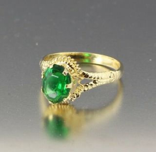 Vintage 70’s Green Crystal Glass Rhinestone Bead Cocktail Ring Size 6.  25