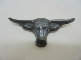 Vintage Franklyn Franklin Western Sterling Silver Longhorn Steer Head Brooch Pin