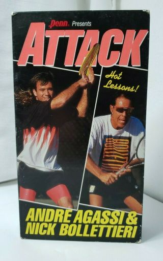 Vintage Tennis Attack Hot Lessons Vhs 1990 Andre Agassi With Nick Bolletieri Vhs
