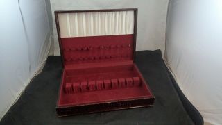 Vintage Anti Tarnish Felt Lined Wood Flatware Storage Box (fits Service For 8)