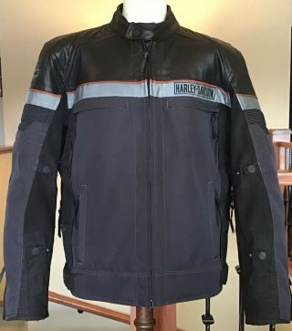 Harley Davidson Men’s Large Evolution Leather & Nylon Jacket With Zip - Out Liner