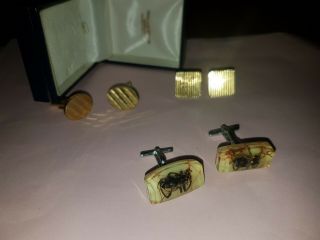Set Of 3 X Vintage Cuff Links (includes Oddity Factor) Preloved - Cond, .