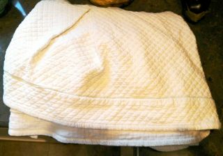 Restoration Hardware Vintage Diamond Matelasse Crib Skirt White W/cream Ties Euc