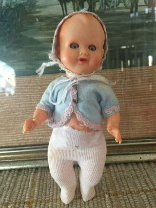 Celluloid Vintage Italy Open Close Eyes Jointed 7 " Child Doll