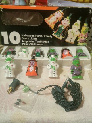 Halloween Horror Family Scary Lights Vintage Witch Mummy Frankenstein Vampire
