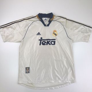 Vtg 90s Adidas Teka Real Madrid Soccer Football Distressed Mens Jersey Large