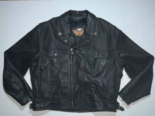 Harley Davidson Leather Riding Jacket Black Size Xl Detachable Vest Vented