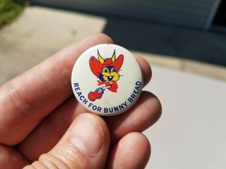 Vintage Reach For Bunny Bread Advertising Pin Back Button 1950 