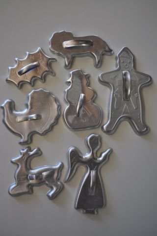 Vintage Cookie Cutters Aluminum Set Of 7 Christmas Holiday