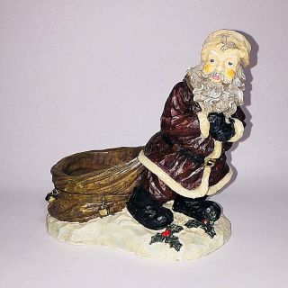 Vintage Style Santa Claus Ceramic Figurine Wine Bottle Holder Christmas Holidays