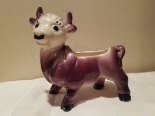 Vintage Purple Cow Bull Figure Small Planter - Vase Ceramic - Porcelain Hand Painted