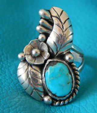 Vintage Sterling Silver And Turquoise Ring By Raymond Platero Size 6