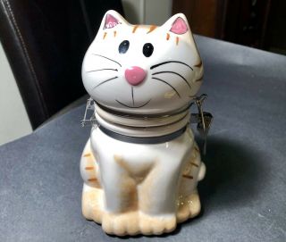 Vintage Boston Warehouse Ceramic Cat Hinged Jar - Sitting Pretty Cat Treats