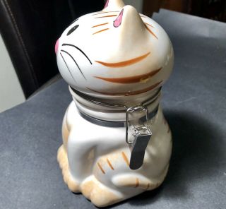 Vintage Boston Warehouse Ceramic Cat Hinged Jar - Sitting Pretty Cat Treats 3