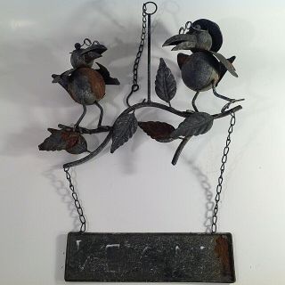 Vintage Metal Yard Art.  Hand Craft Crows Top Hat & Glasses 18 " By 13 "