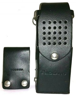 Vintage Oem Midland 18 Leather Police Radio Holster Holder Hard Case