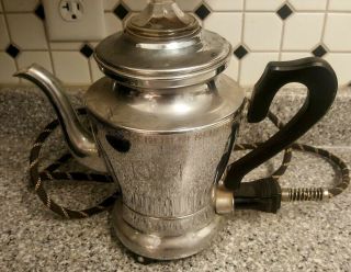 Vintage Mirro Electric Percolator Coffee Pot,  Model 9371 - 1/2 M,  Aluminum