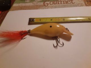 Vintage Norman Little N Shallow Square Bill Bass Fishing Lure Ivory Never Wet