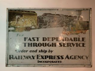 Railway Express Agency Lithograph Tin Sign