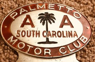Palmetto Motor Club License Plate Topper Car Badge South Carolina Aa