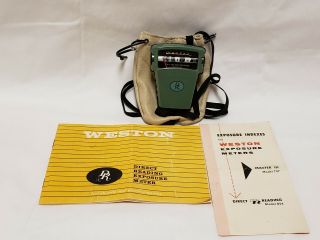 Vintage Weston Direct Reading Exposure Meter Model 854 Pouch & Booklets
