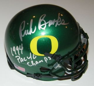 Rich Brooks Signed Autographed Auto Oregon Ducks Mini Helmet W/94 Pac 10 Champs