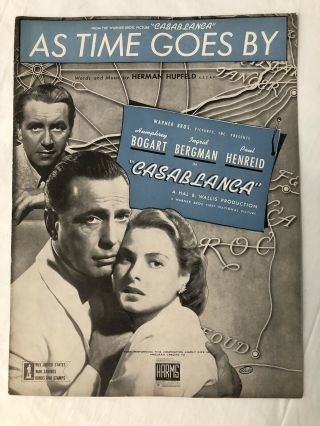 Vtg Sheet Music As Time Goes By Casablanca Humprey Bogart Ingrid Bergman 1931