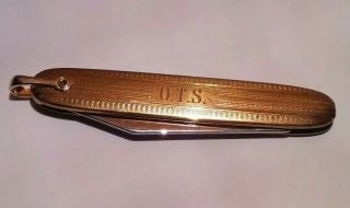 Vintage Colonial Prov R.  I.  Gold Plated Single Blade Pocket Knife Usa Made
