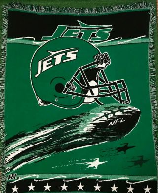 Vintage The Northwest Company Nfl Football York Jets Knit Throw Blanket