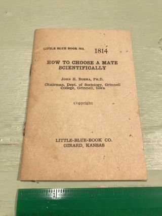 Vintage Little Blue Book No.  1814 “how To Choose A Mate Scientifically” Booklet