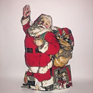 Vintage Cut And Sew 18 " Santa Claus Christmas Pillow Retro Handmade