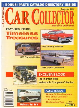 Car Collector September 2000 - - 1933 Auburn,  70 Chevrolet,  61 Lincoln,  55 Mercury