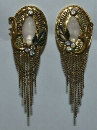 Big 80s Marena Hand Made Earrings Clip On Germany Vintage Style Signed