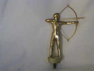 Vintage Metal Trophy Topper Archery Archer Man Sportsman Gold - Tone Bow Arrow