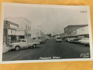 Vintage Rppc Postcard Prosser Washington Wa Street Scene Western Auto Cars