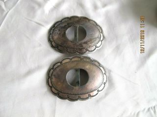 2pc Vintage Coin Silver Belt Or Scarf Conchos 3 "