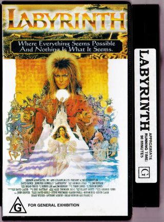 Labyrinth Vhs Video Pal 1986 Fantasy Jim Henson David Bowie Tape Vintage