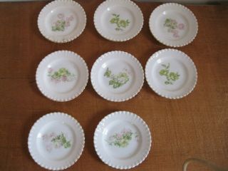 Vintage O.  &e.  G.  Royal Austria Butter Pat Dishes - Set Of 8 - Floral Design 3 - 1/2 "