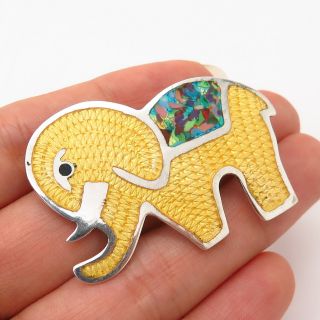 925 Sterling Vintage Mexico Colorful Enamel Elephant For Good Luck Pin Brooch