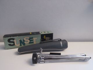 Vintage Quality Sunset Mechanical Telescoping Camera Tripod In Case & Box Japan